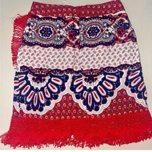- NWT Missguided Paisley Fringe Wrap Mini . SizeUS0